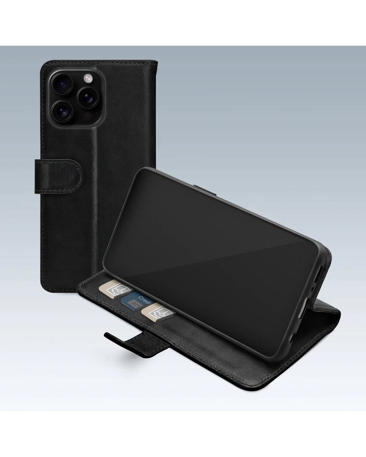 Mobilize Premium Gelly Wallet Book Case Telefoonhoesje Apple iPhone 16 Pro Max Zwart