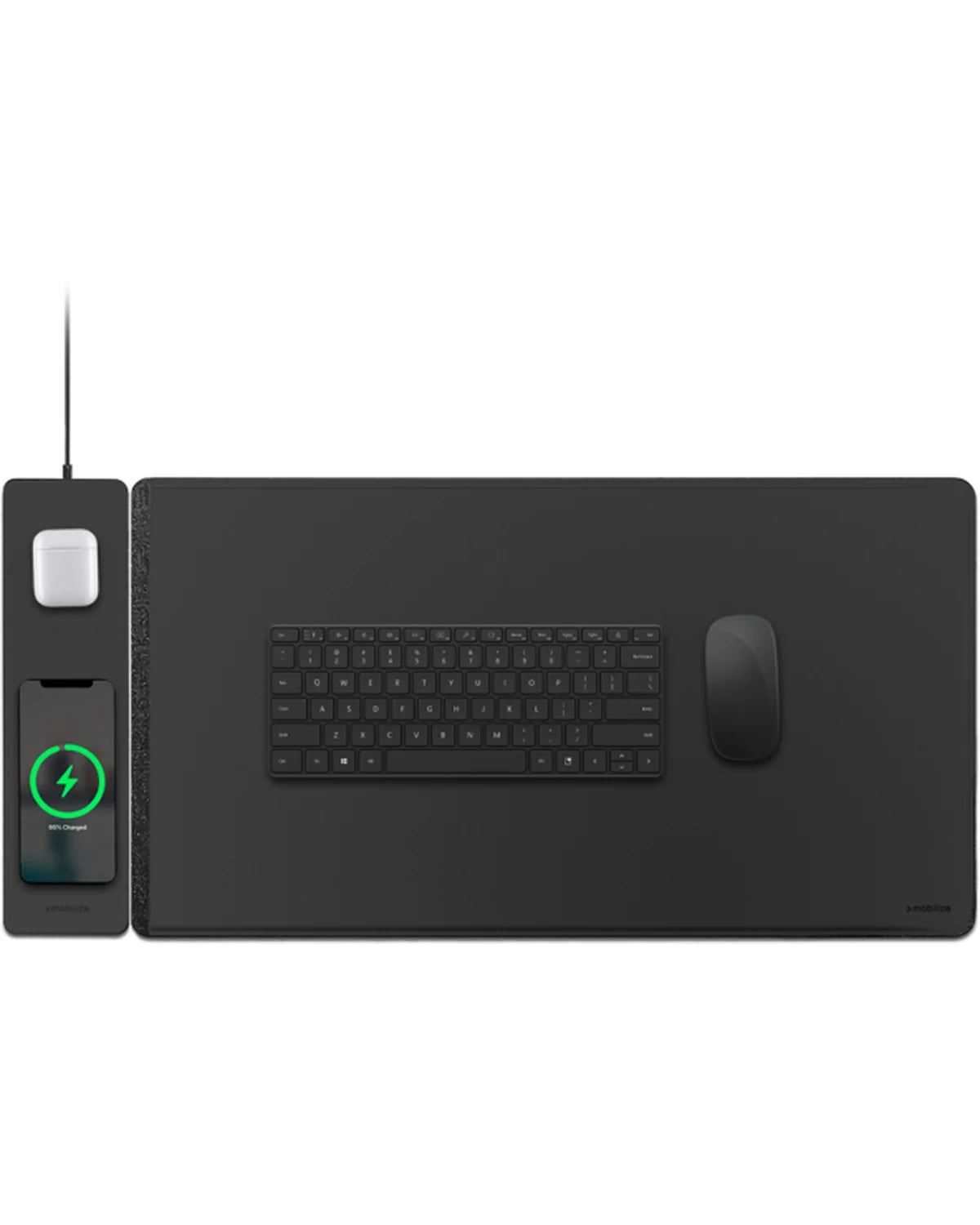 Mobilize PU Lederen Bureaumat met Magnetische Draadloze Lader 15W – Zwart
