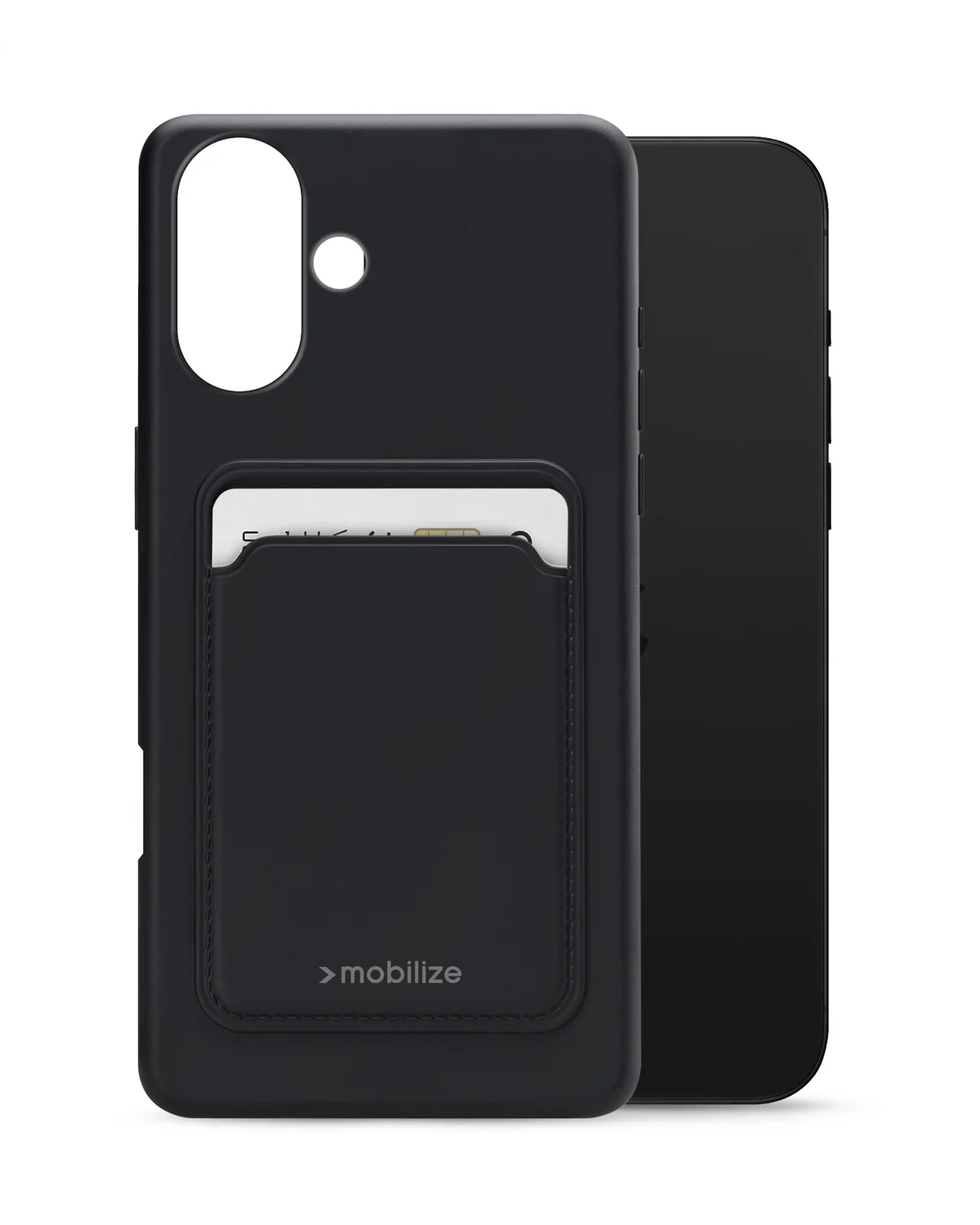 Mobilize Rubber Gelly Card Case Telefoonhoesje Apple iPhone 16 Plus Mat Zwart