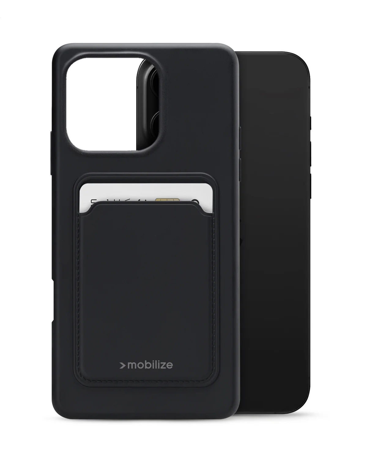 Mobilize Rubber Gelly Card Case Telefoonhoesje Apple iPhone 16 Pro Max Mat Zwart