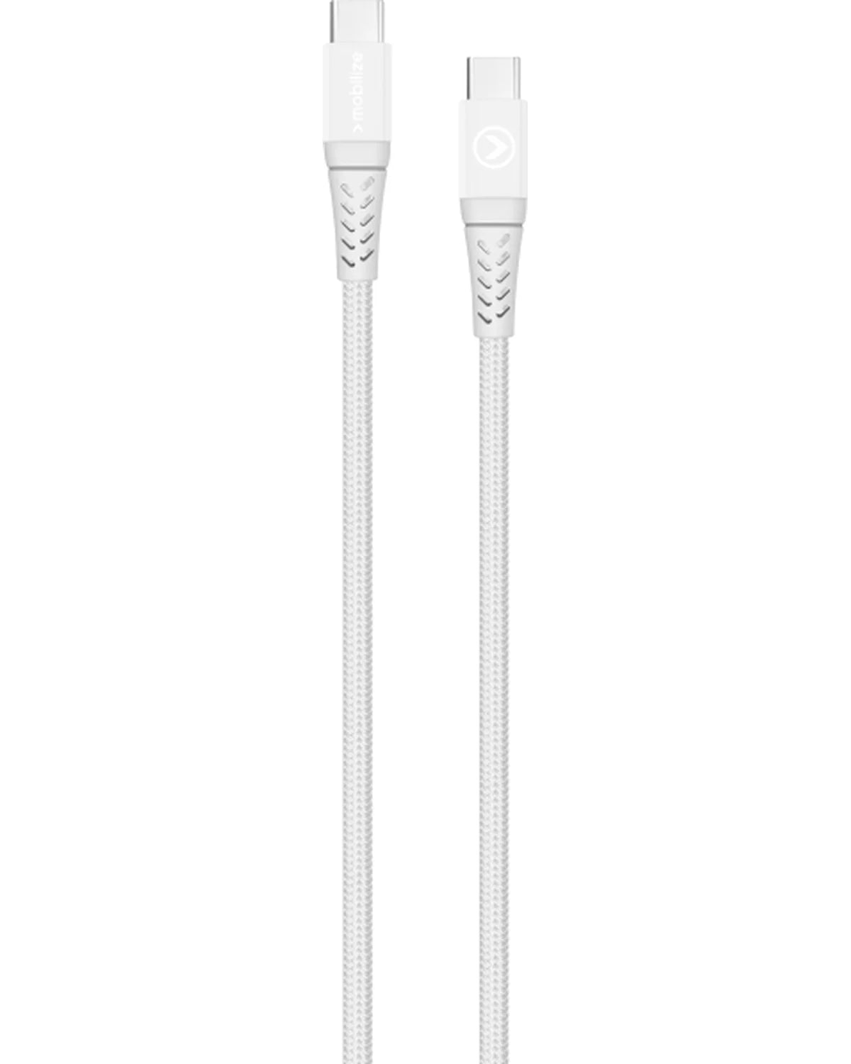 Mobilize Sterk Nylon USB-C naar USB-C Kabel 2m – 100W – Wit