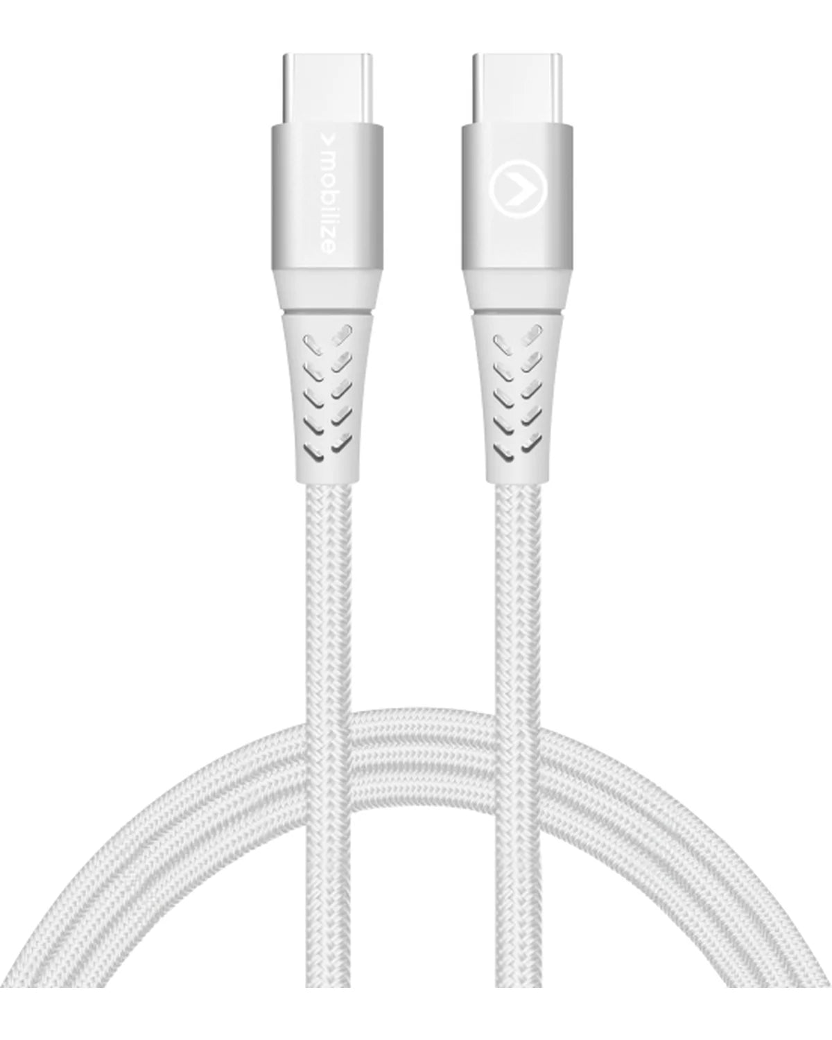 Mobilize Sterk Nylon USB-C naar USB-C Kabel 2m – 100W – Wit