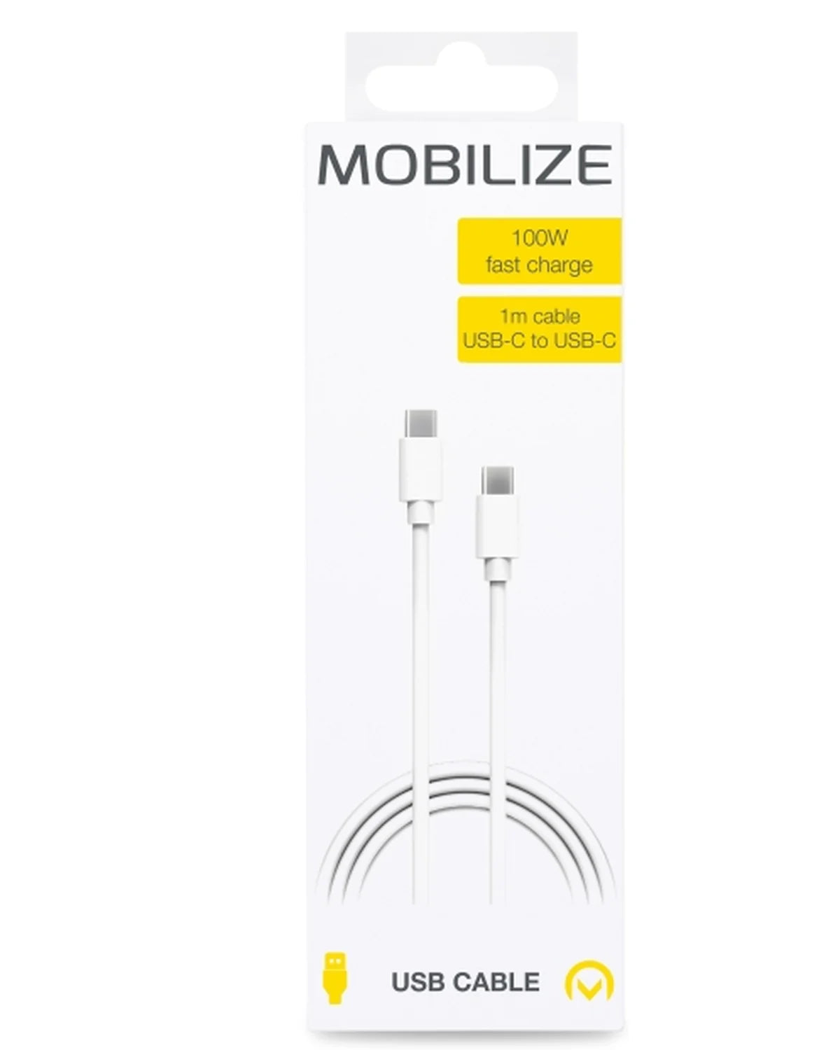 Mobilize USB-C naar USB-C Kabel 1m – 100W – Wit