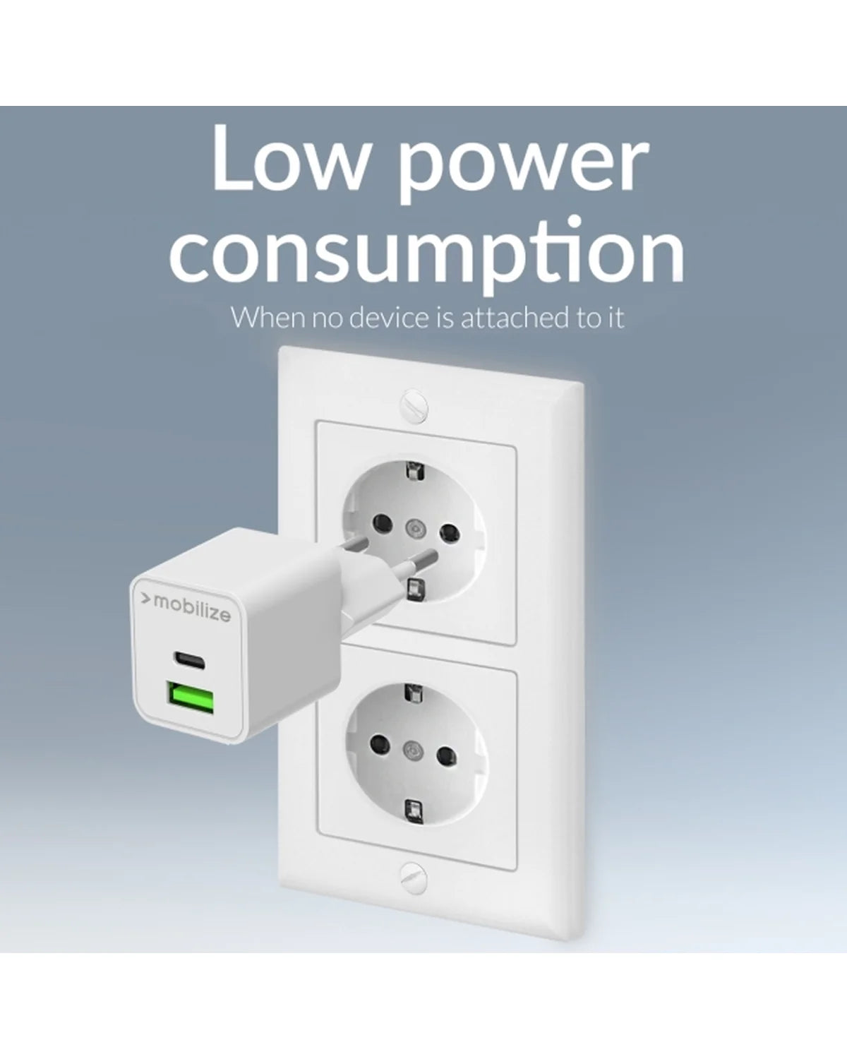 Mobilize Wandlader USB-C + USB GaN 30W – PD/PPS – Wit