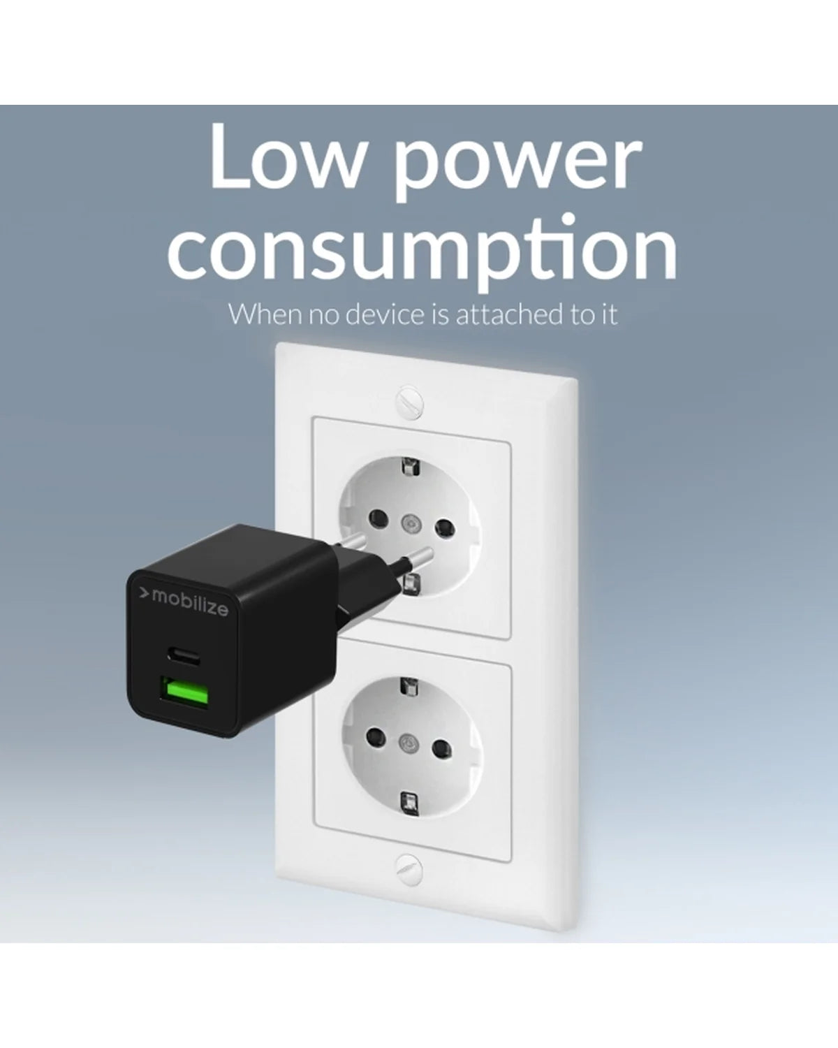 Mobilize Wandlader USB-C + USB GaN 30W – PD/PPS – Zwart