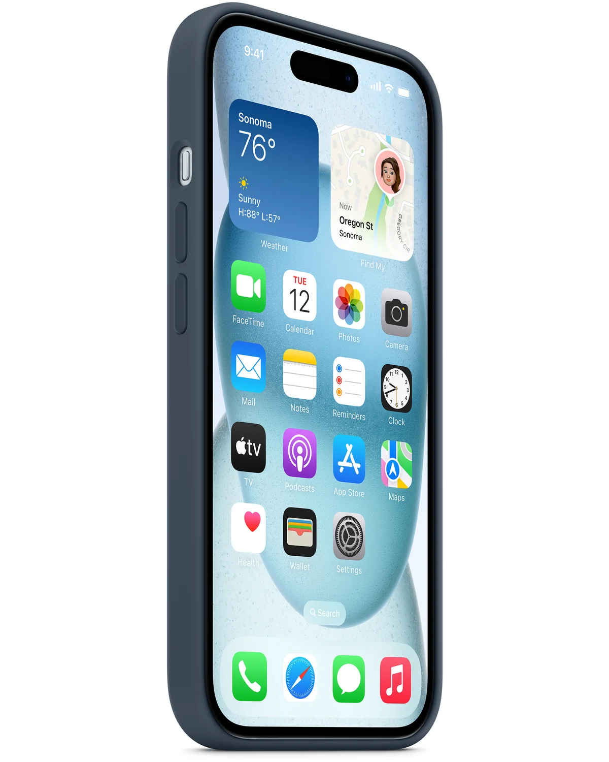 MT123ZM/A Apple Siliconen Case Telefoonhoesje MagSafe iPhone 15 Plus Storm Blauw