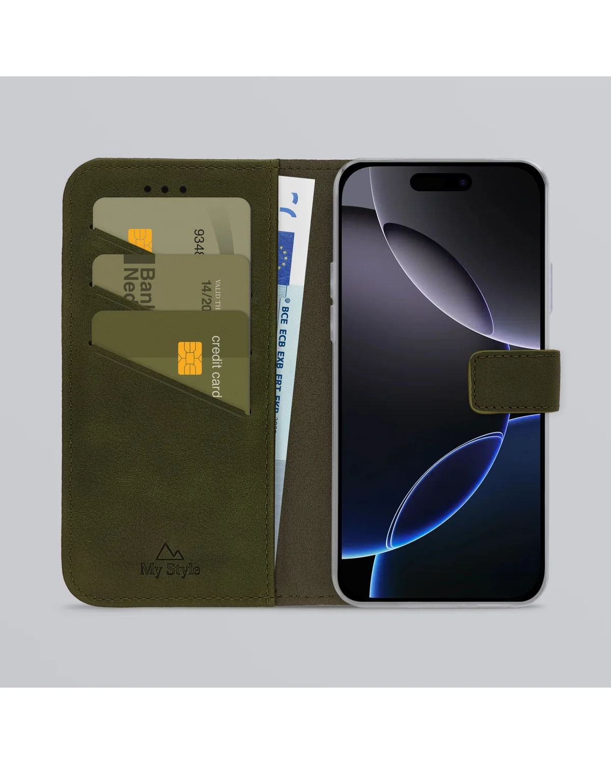 My Style Flex Wallet Case Telefoonhoesje Apple iPhone 16 Pro Max Bosgroen