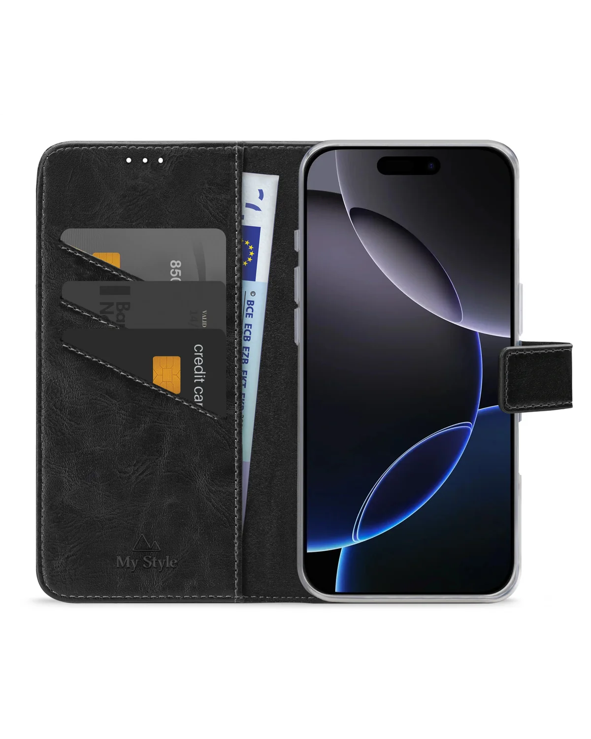 My Style Flex Wallet Case Telefoonhoesje Apple iPhone 16 Pro Zwart