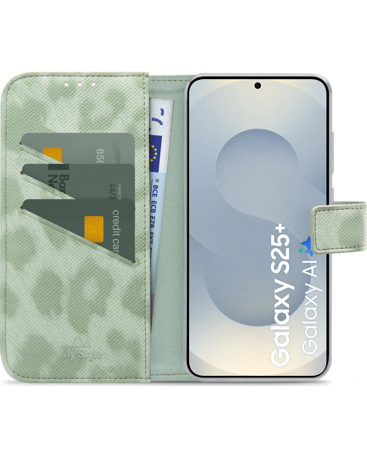 My Style Flex Wallet Hoesje – Samsung Galaxy S25 Plus 5G – Green Leopard