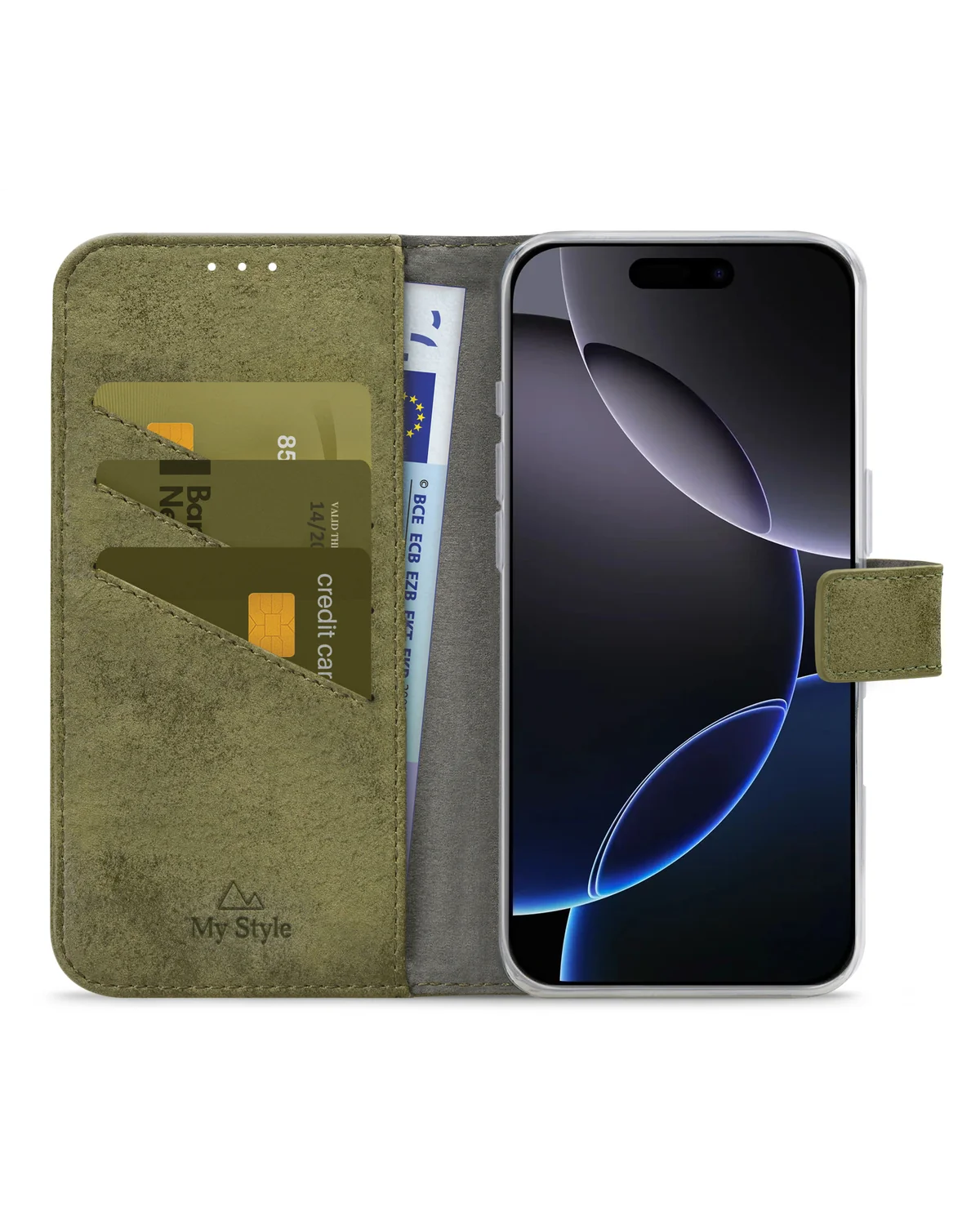 My Style Flex Wallet Telefoonhoesje Apple iPhone 16 Pro Olijf