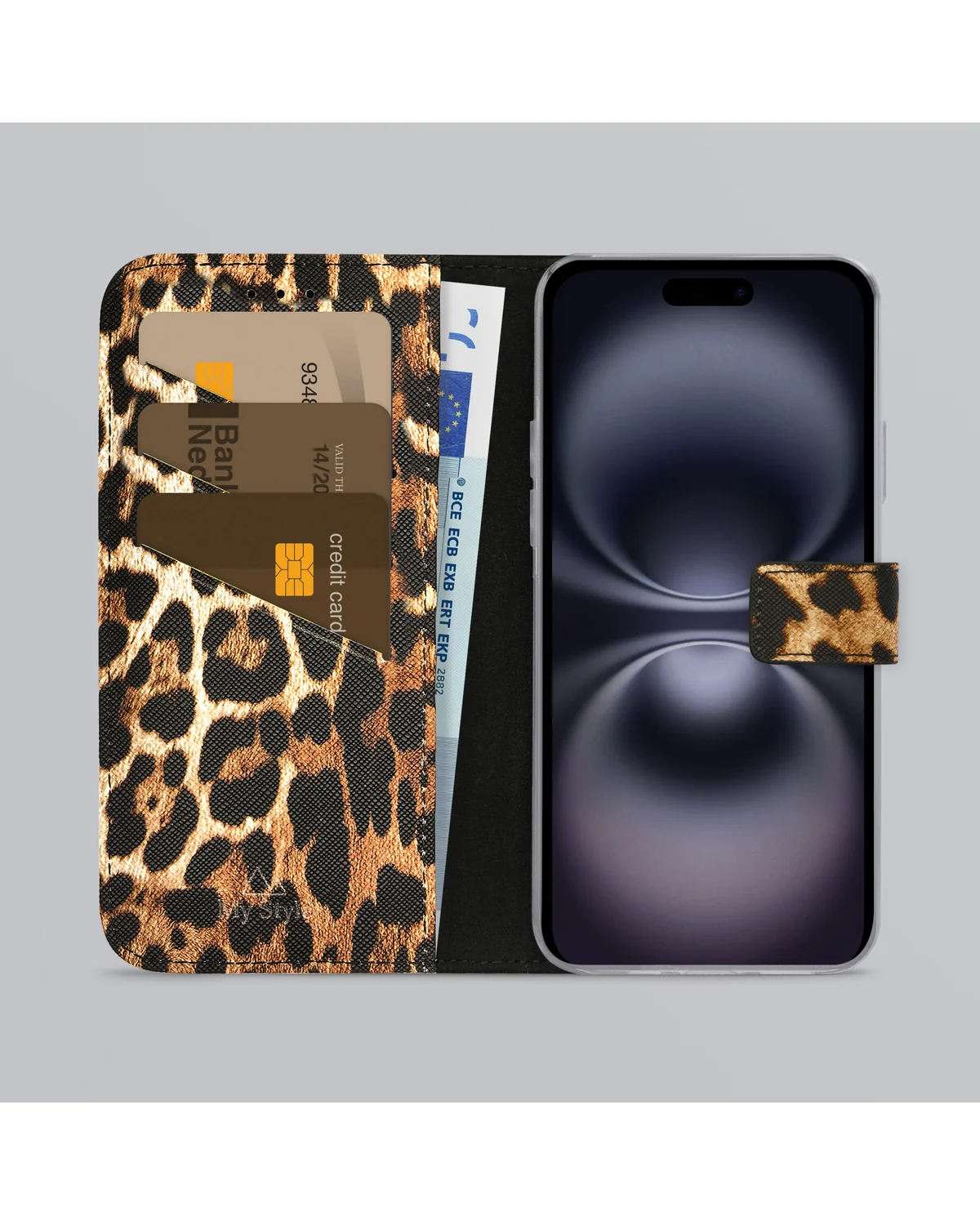 My Style Flex Wallet Telefoonhoesje Apple iPhone 16 Wild Leopard