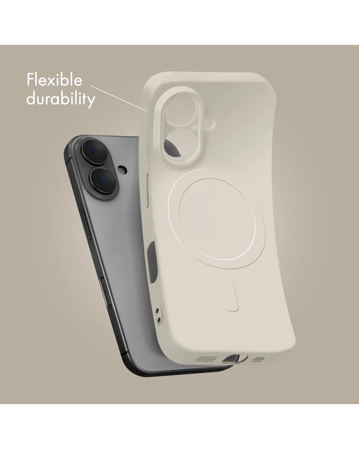 My Style Protective Flex Magsafe Compatibel  Case Telefoonhoesje Apple iPhone 16 Plus Gebroken Wit