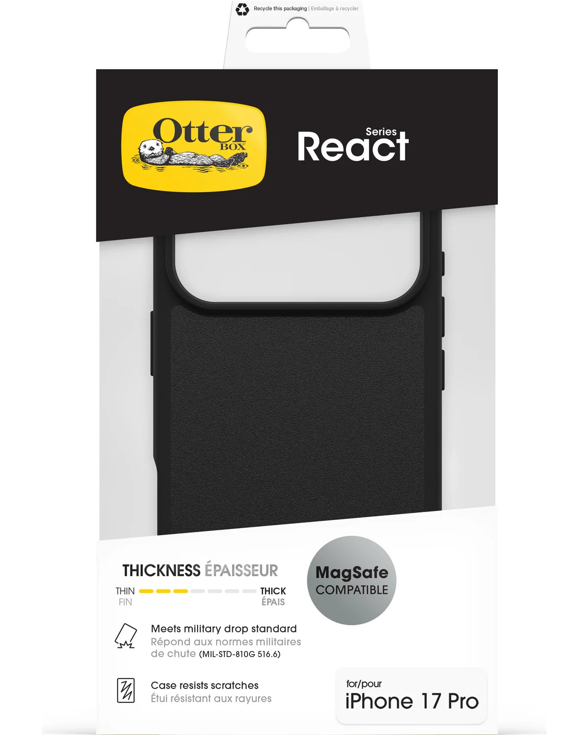 OtterBox React MagSafe Series Hoesje (Case) – Apple iPhone 17 Pro – Zwart