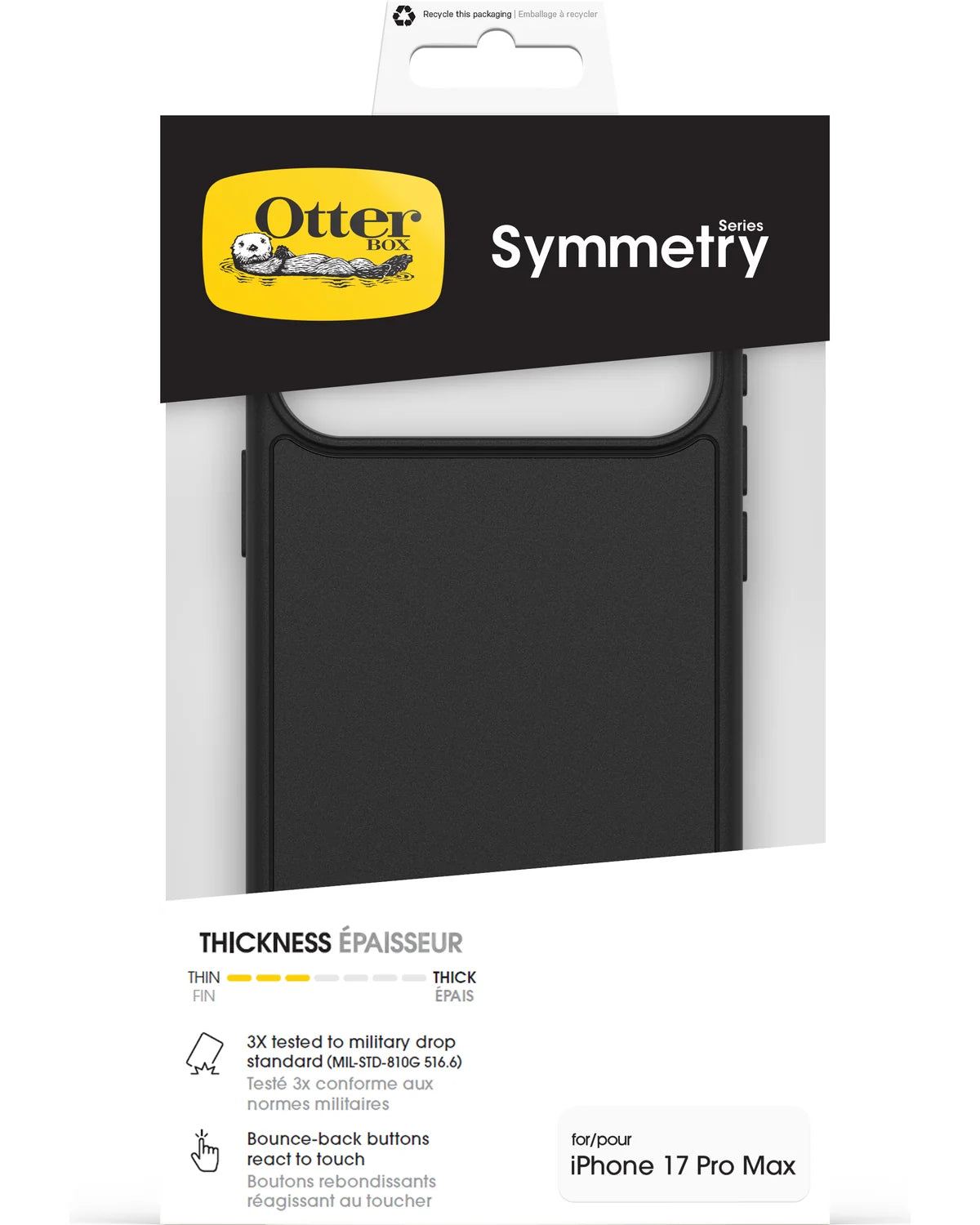 OtterBox SymmetryPlus Hoesje – Apple iPhone 17 Pro Max – Zwart