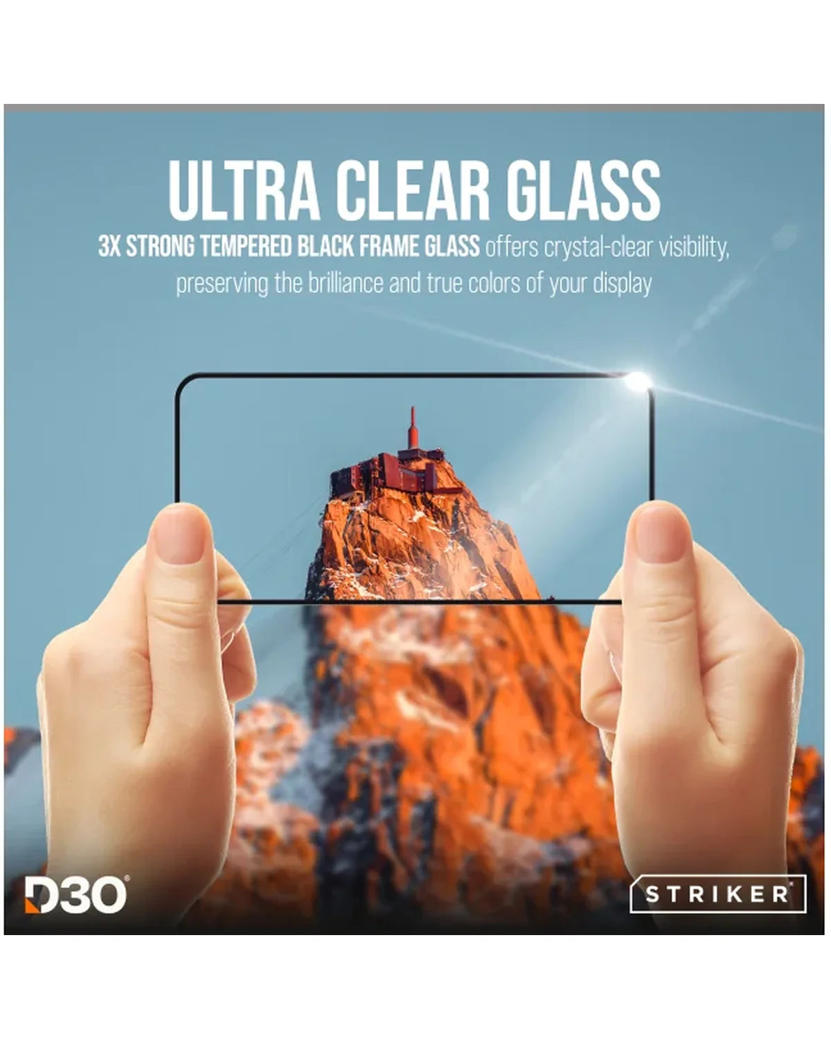 Striker D3O Xtreme Impact Glass Screenprotector Black Frame Apple iPhone 16 Pro