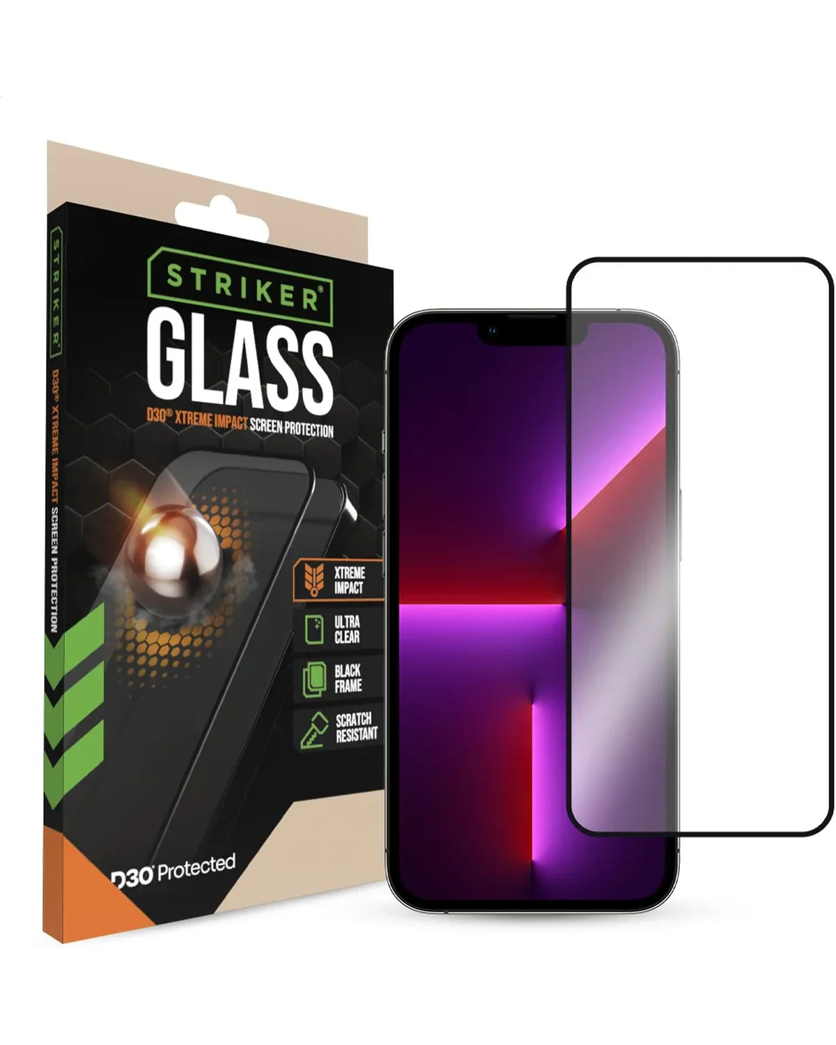 Striker D3O Xtreme Impact Glass Screenprotector Black Frame Apple iPhone 16e
