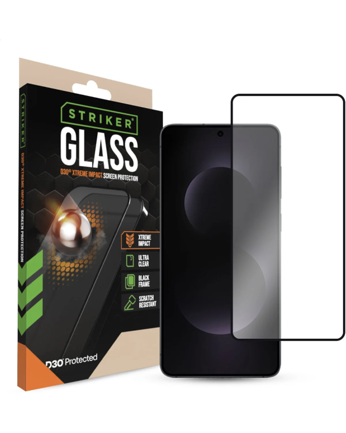 Striker D3O Xtreme Impact Glass Screenprotector Black Frame Samsung Galaxy S25 Edge 5G