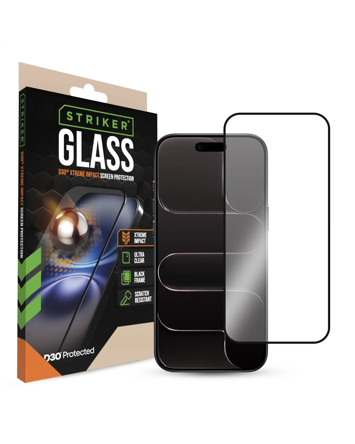 Striker D3O Xtreme Impact Glass Screenprotector – Zwart Frame – Apple iPhone Air