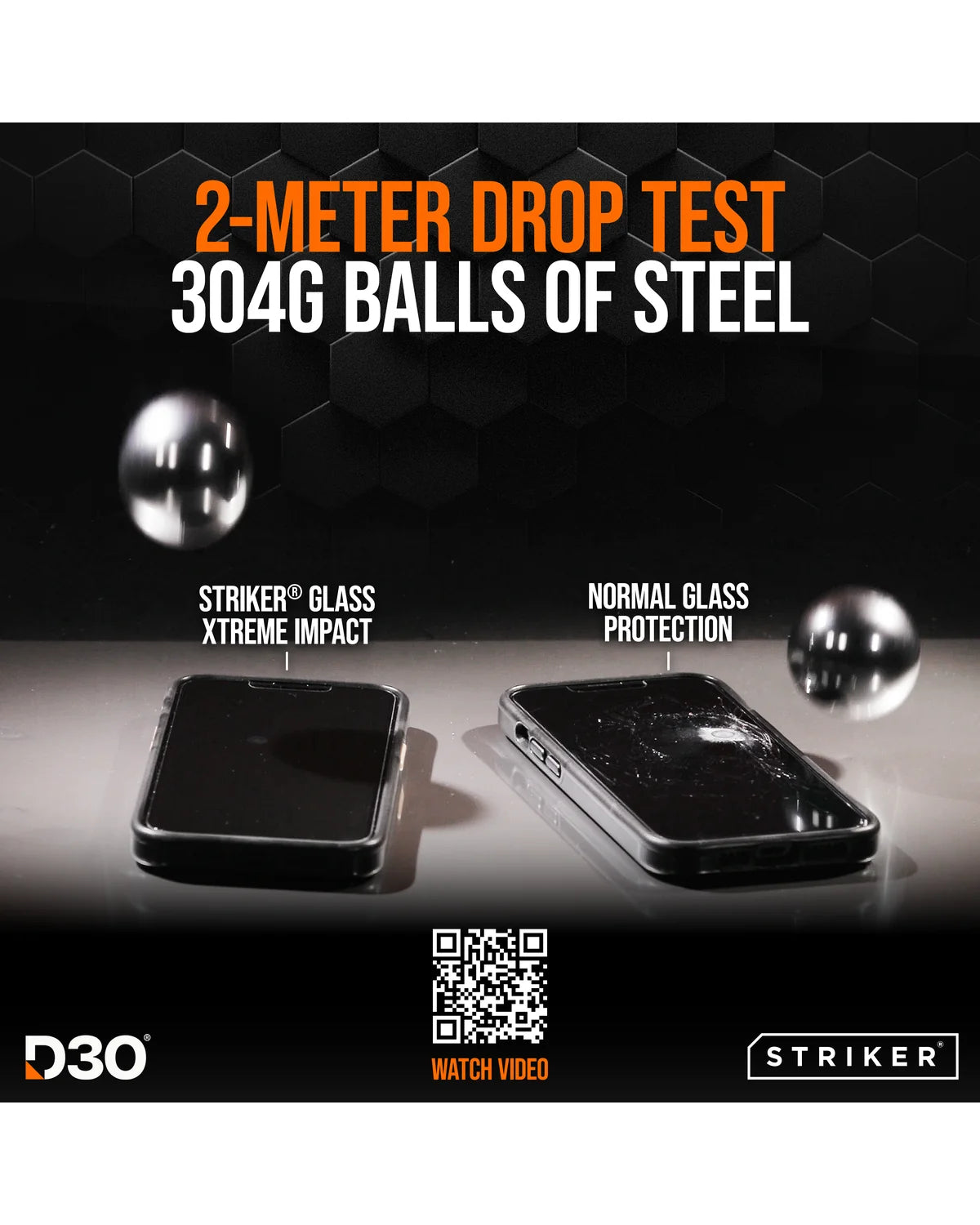 Striker D3O Xtreme Impact Privacy Glass Screenprotector – Zwart Frame – Apple iPhone 16 Pro / 17 / 17 Pro