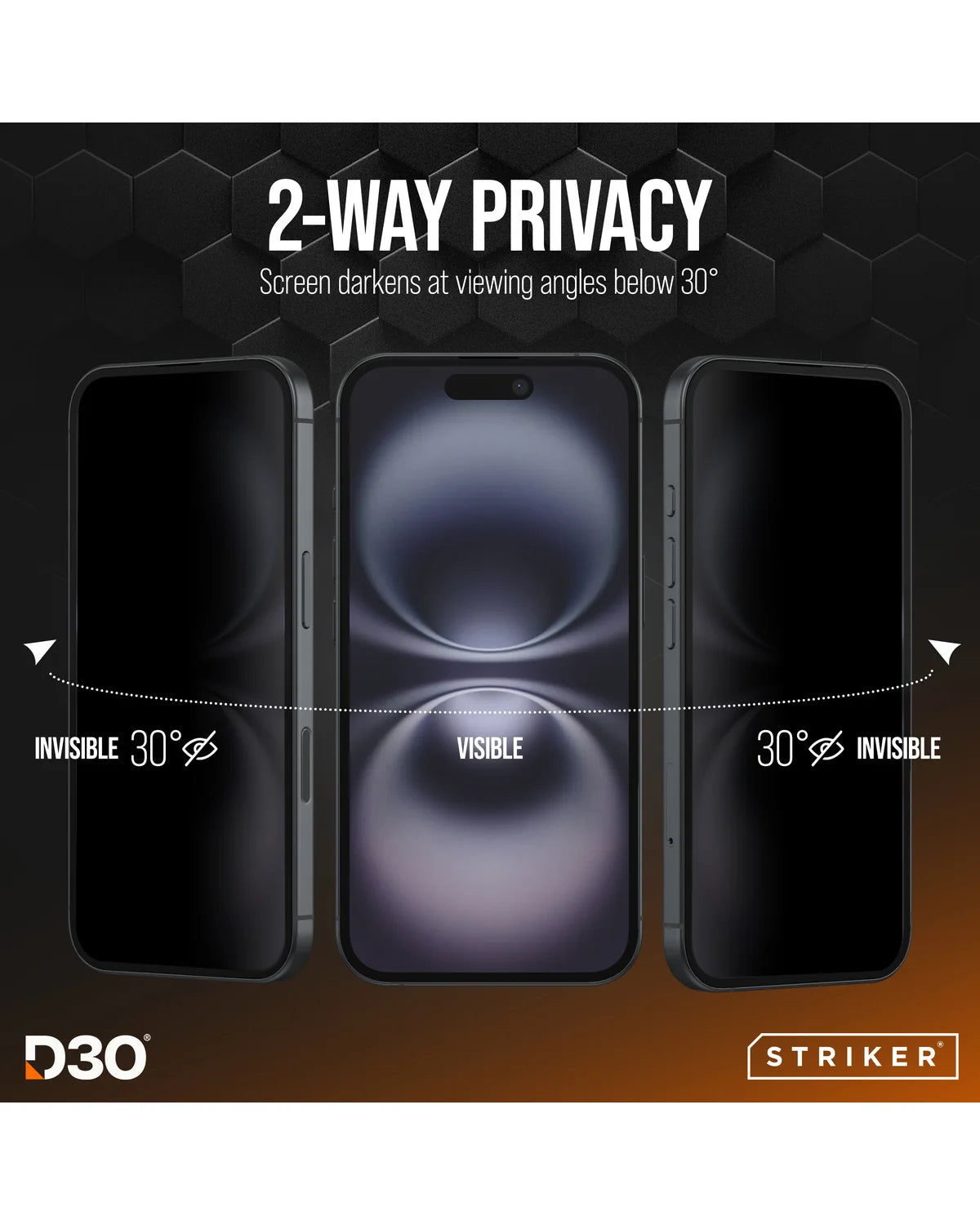 Striker D3O Xtreme Impact Privacy Glass Screenprotector – Zwart Frame – Samsung Galaxy S25 Edge 5G