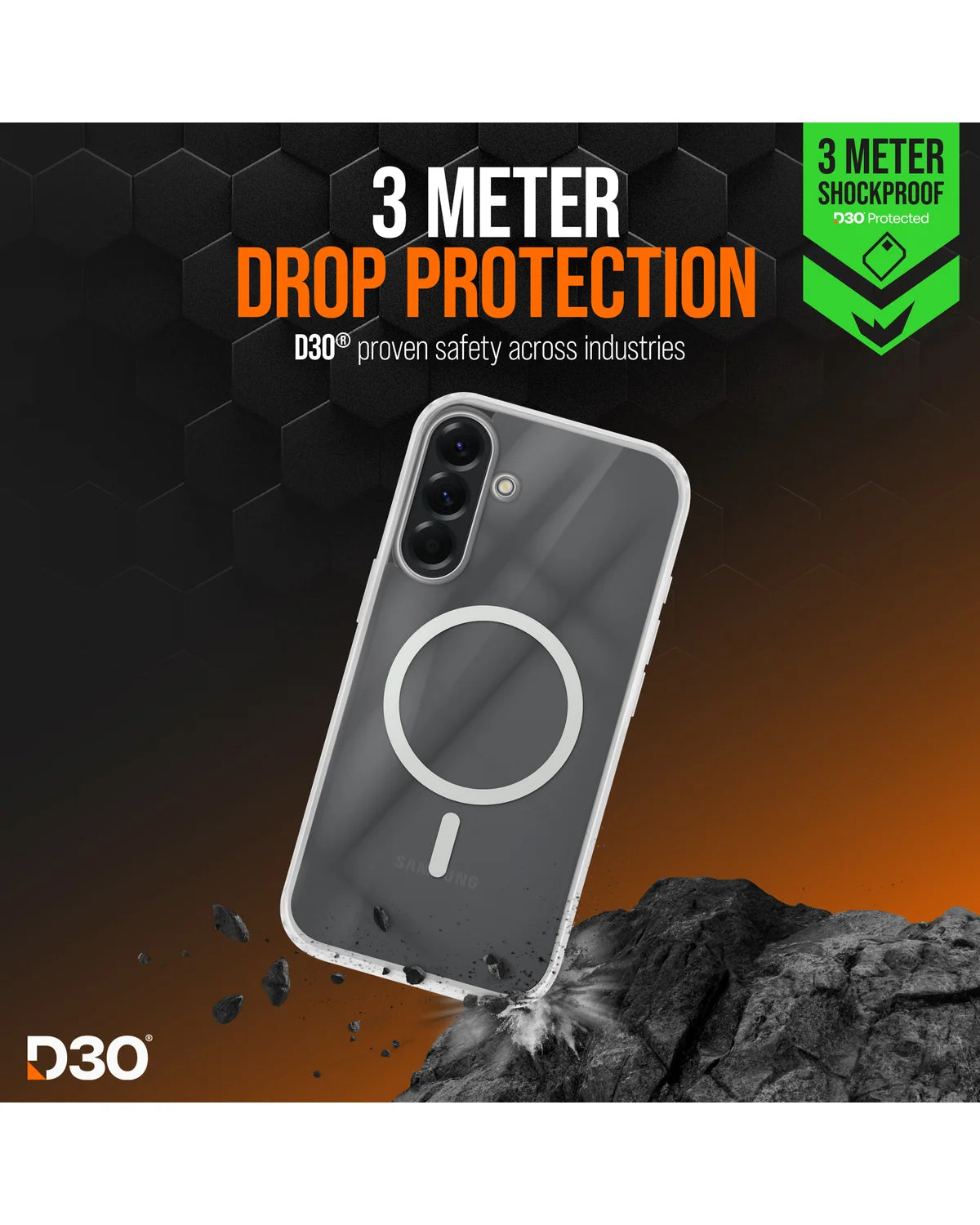 Striker X-Core D3O Xtreme Impact Mag Hoesje – Samsung Galaxy A36 5G / A56 5G – Transparant