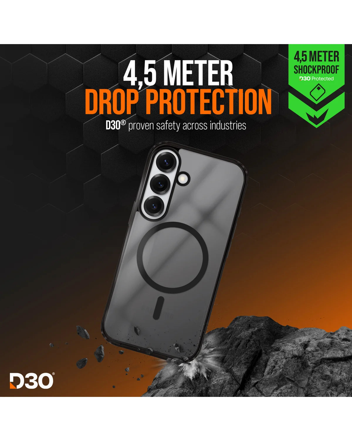 Striker X-Core D3O Xtreme Impact Mag Hoesje – Samsung Galaxy S25 5G – Zwart